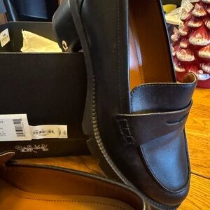 Coach Black Loafers with Smooth Leather and Polished Finish